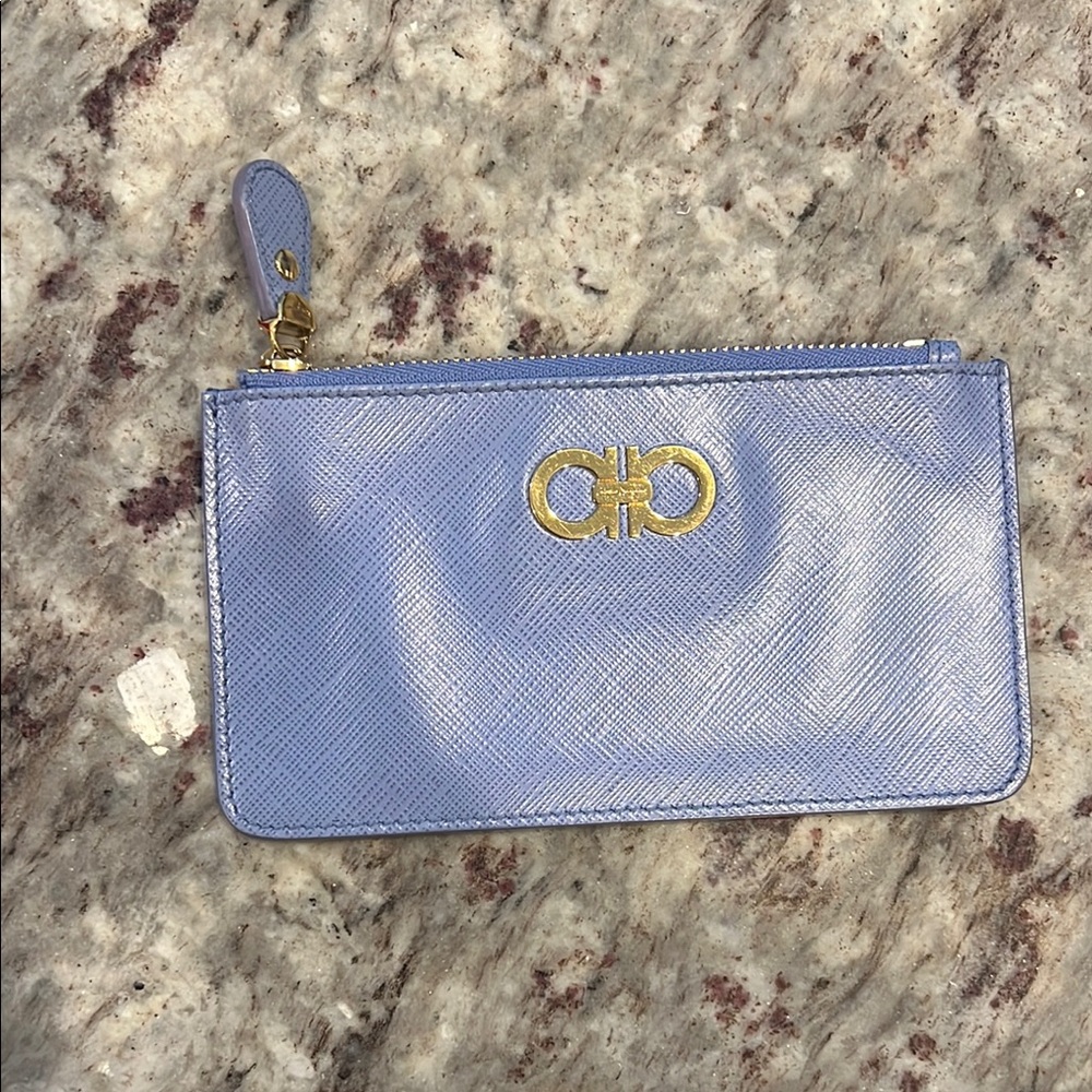 Salvatore Ferragamo Blue Leather Card Case